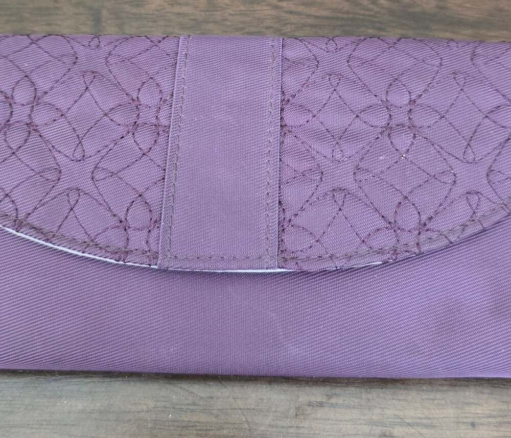 Purple Fabric RFID Blocking Fold-Over Clutch Wallet